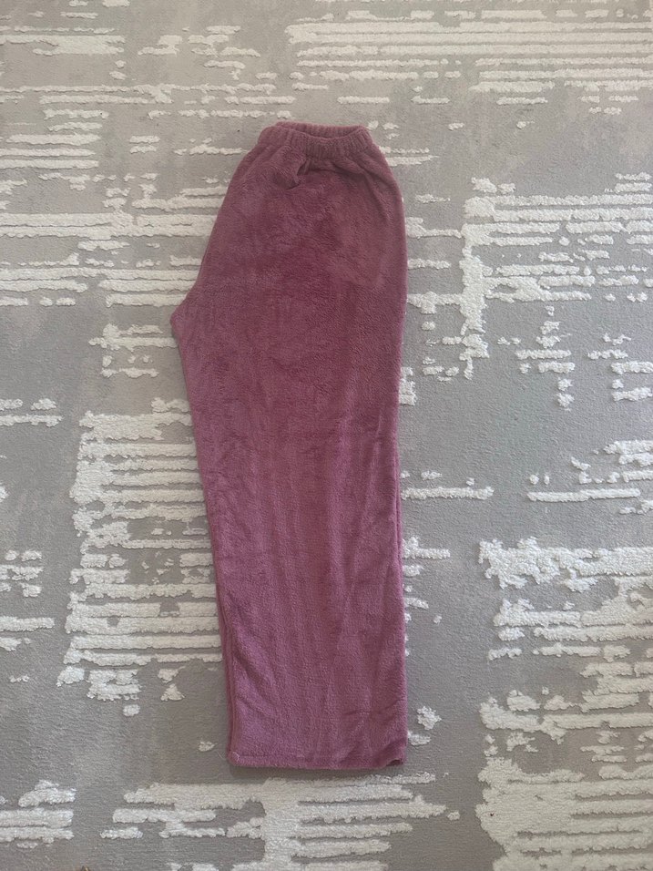 Lila Yumuşak Peluş Pijama - Görsel 2