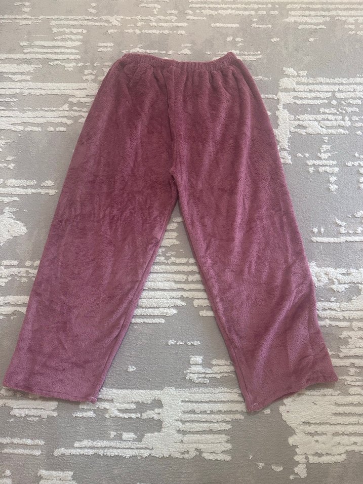 Lila Yumuşak Peluş Pijama - Görsel 3