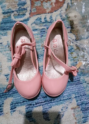 Kız Çocuk Pembe Rugan Fiyonk Detaylı Babet - Görsel 2