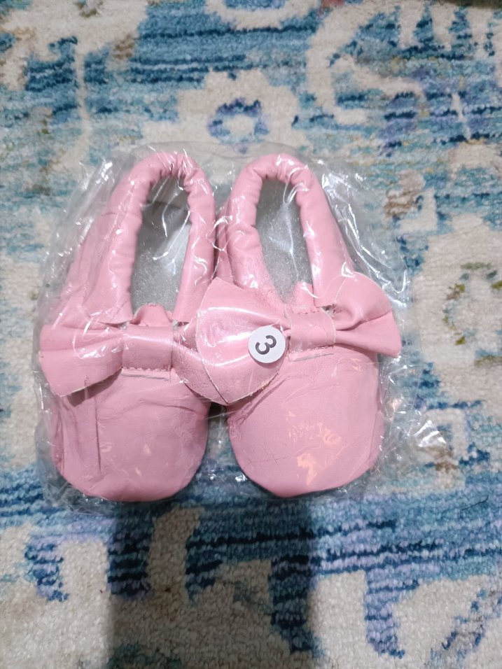 Pembe Fiyonk Detaylı Kız Bebek İlk Adım Ayakkabısı - Görsel 4