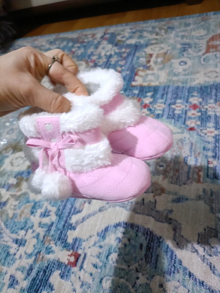 Kız Çocuk Pembe Kürklü Sıcak Ev Terliği - Görsel 2