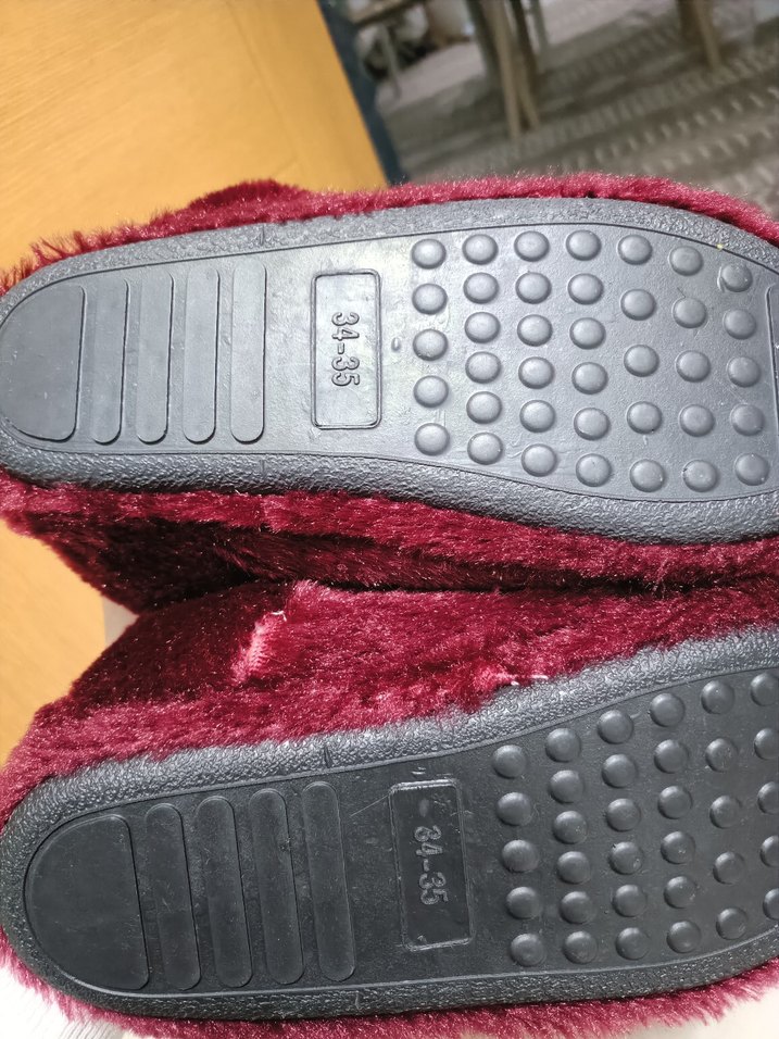 Bordo Kız Çocuk Kürklü Sıcak Ev Terliği - Görsel 4