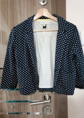 Mango Kadın Lacivert Puantiyeli Blazer Ceket - Görsel 4