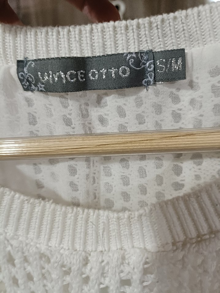 Beyaz Örgü Detaylı Uzun Kollu Kadın Kazak - Görsel 5