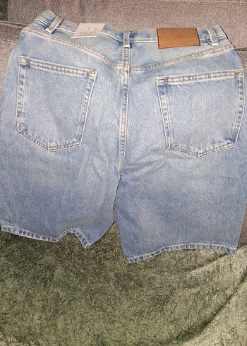 Kadın Mavi Denim Mini Şort Bol Kesim - Görsel 2