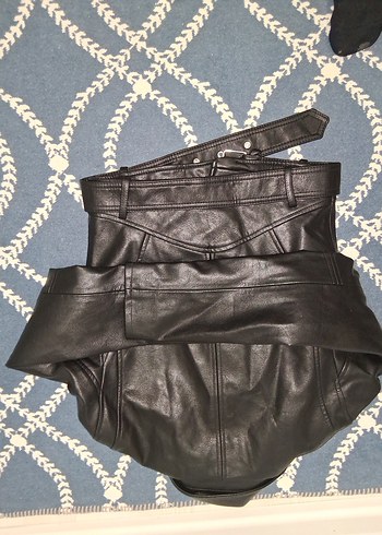 Kadın Siyah Deri Biker Ceket - Görsel 4