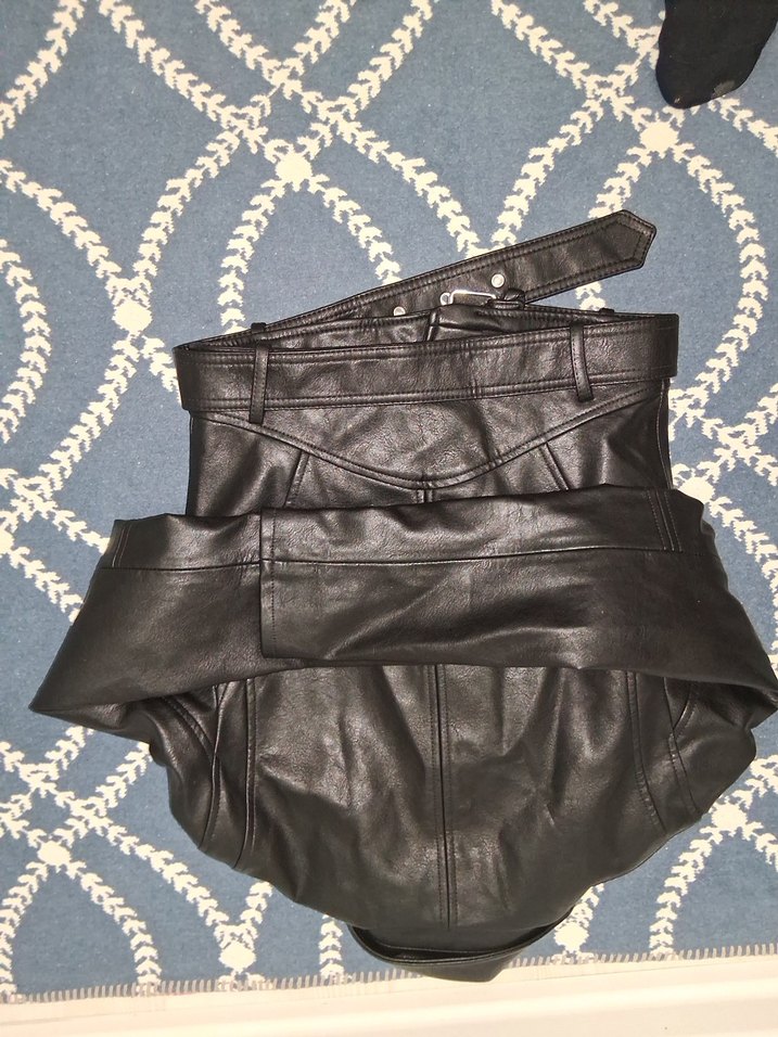 Kadın Siyah Deri Biker Ceket - Görsel 4