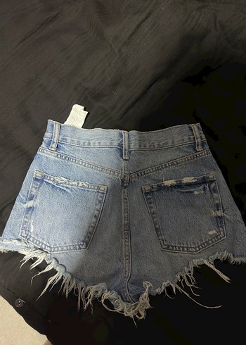 Kadın Mavi Yırtık Mini Kot Şort - Görsel 2