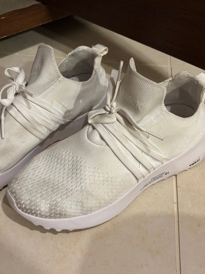 Beyaz Kadın Spor Ayakkabı, Dolgu Topuklu, Bağcıklı - Görsel 3