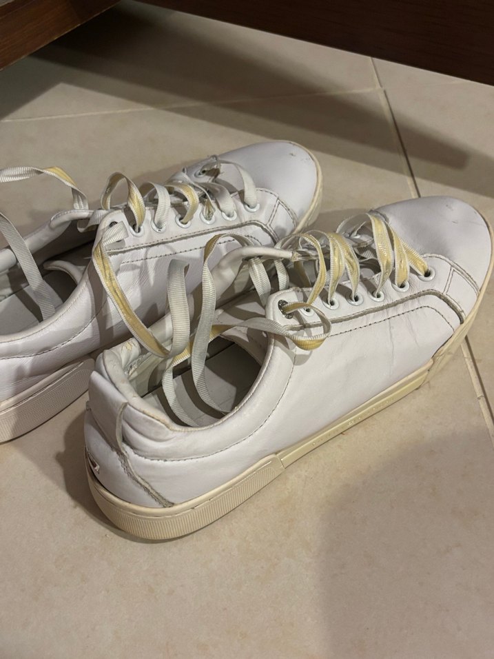 Beyaz Kadın Spor Ayakkabı, Dolgu Topuklu, Bağcıklı - Görsel 4