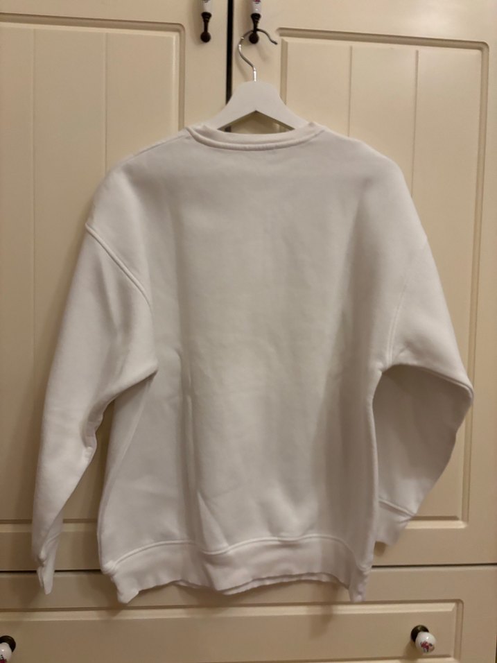 Beyaz Uzun Kollu Baskılı Kadın Sweatshirt - Görsel 3