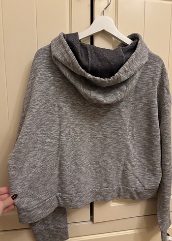 Gri Kapüşonlu Kadın Sweatshirt - Görsel 4