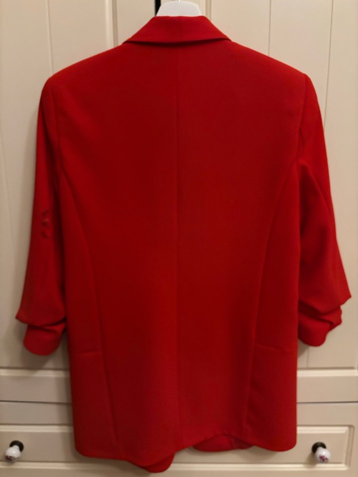 Klasik Kırmızı Kadın Blazer Ceket - Görsel 3