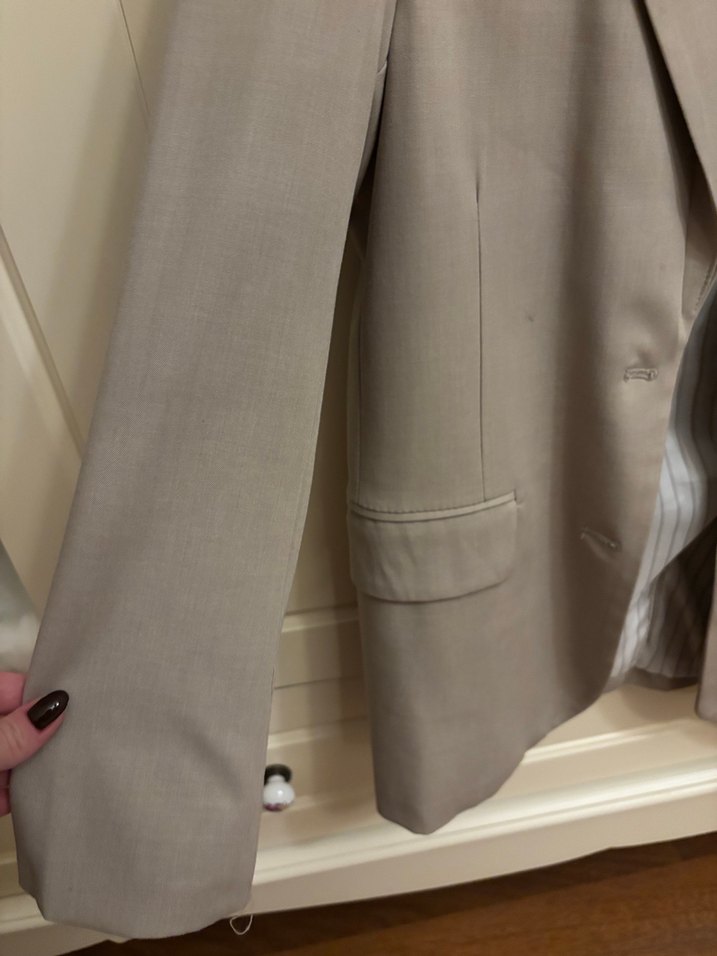 Bej Kadın Keten Blazer Ceket - Görsel 3