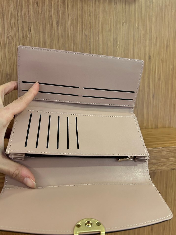 Bej Deri Kadın Tokalı Cüzdan - Görsel 3