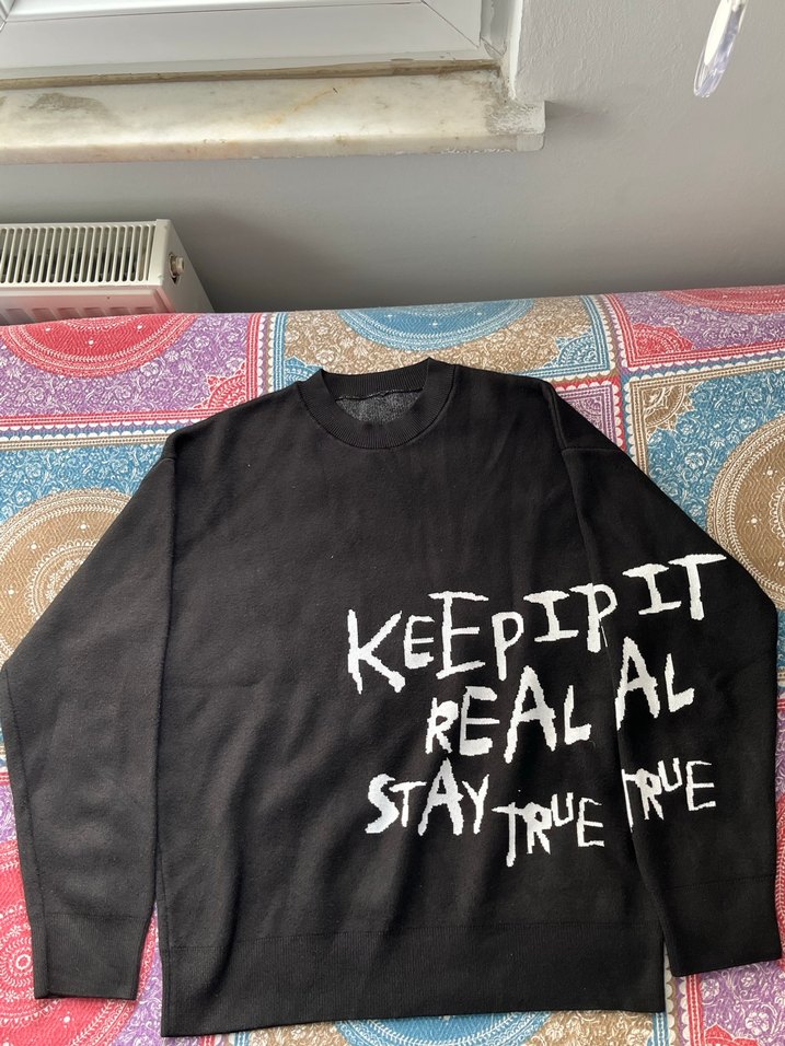 Siyah Baskılı Oversize Sweatshirt - Görsel 2