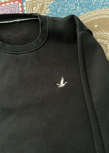 Siyah Nakışlı Kadın Sweatshirt - Görsel 2