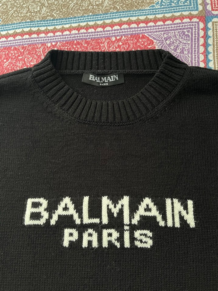 Balmain Paris Siyah Triko erkek Kazak - Görsel 2