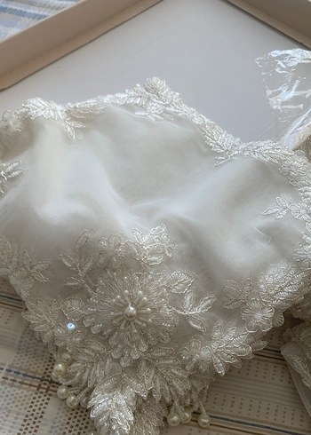 Fransız tülü  16 parça çiçek işlemeli boncuklu salon örtüsü - Görsel 3