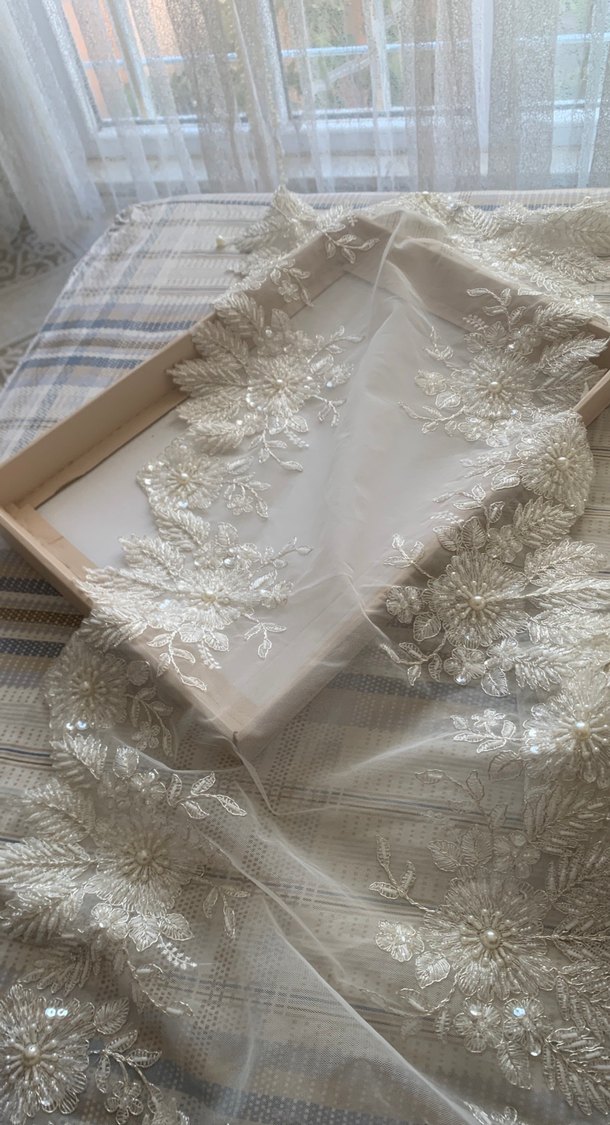 Fransız tülü  16 parça çiçek işlemeli boncuklu salon örtüsü - Görsel 4