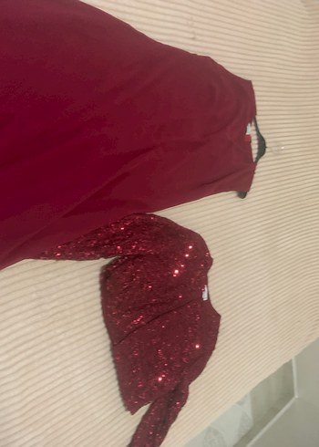 Bordo Drapeli Uzun Abiye Elbise - Görsel 5