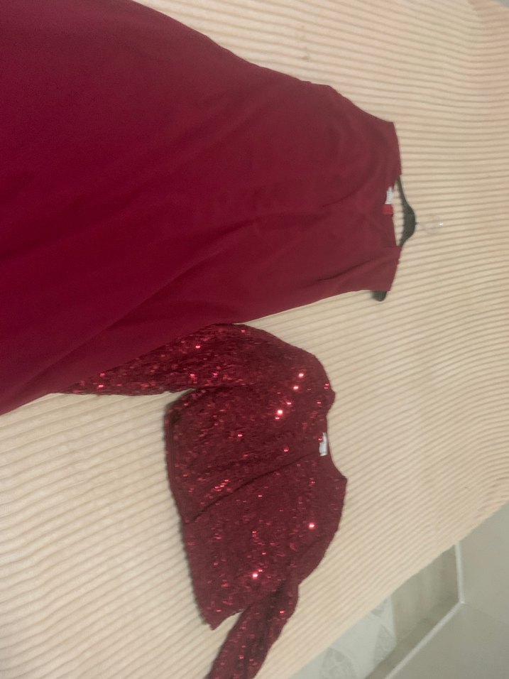 Bordo Drapeli Uzun Abiye Elbise - Görsel 5