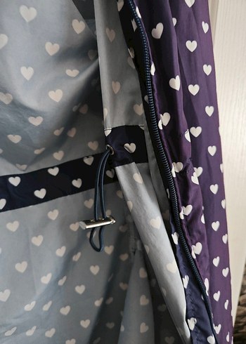 kadın Mavi Baskılı Düğmeli Yağmurluk - Görsel 4