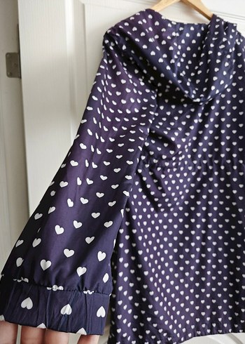 kadın Mavi Baskılı Düğmeli Yağmurluk - Görsel 6