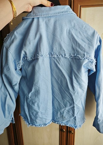 Düğmeli Mavi kız çocuk ceket - Görsel 2