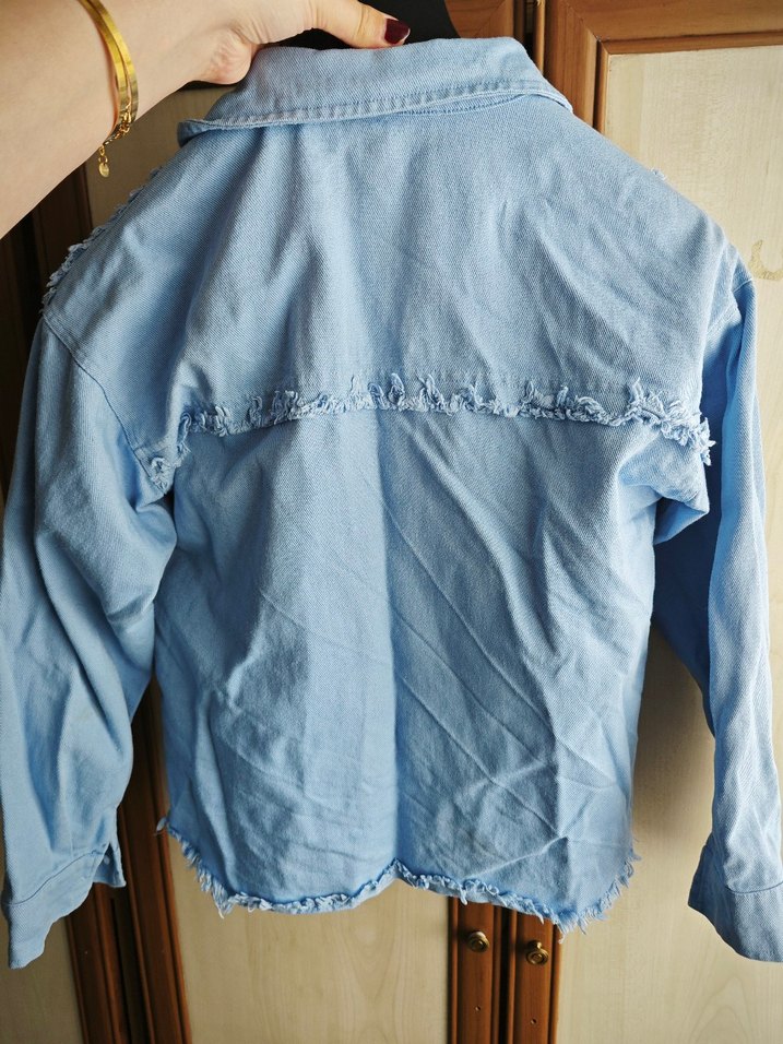 Düğmeli Mavi kız çocuk ceket - Görsel 2