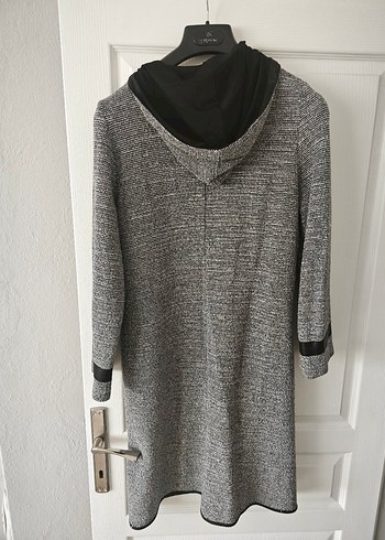 Gri Örgü Uzun Kadın Kaban - Görsel 4