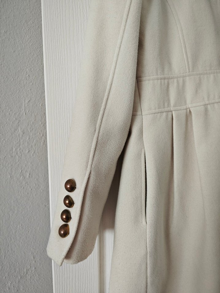 Krem Rengi Kadın Kaban - Görsel 5