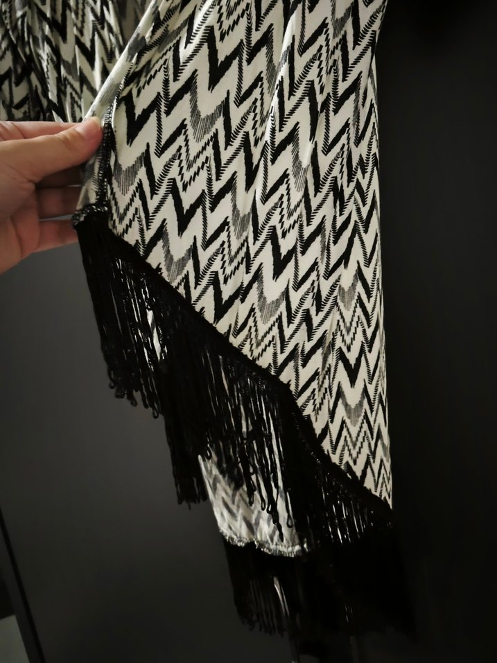 Bohem Gri Uzun Kollu Midi Kimono - Görsel 2