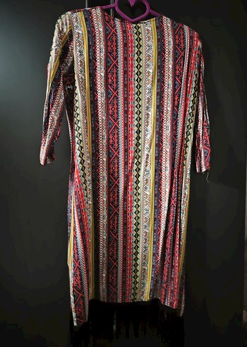 Uzun Desenli Bohem Kadın Kimono - Görsel 5