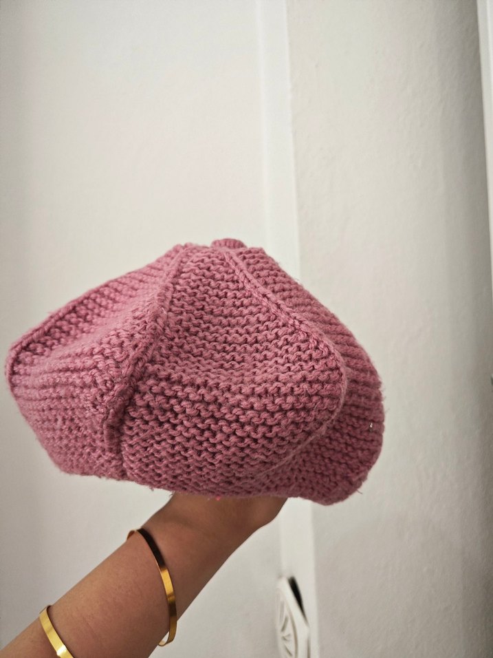 Pembe Örgü Bohem Bere - Görsel 2