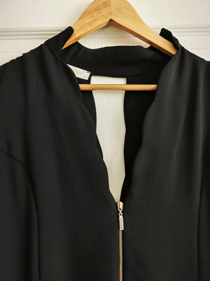 Siyah Uzun Kollu Fermuarlı tunik - Görsel 3