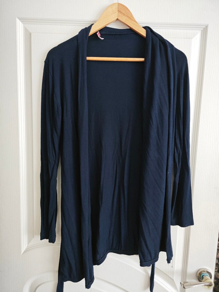 Mavi Uzun Kollu Salaş Kadın Hırka - Görsel 2