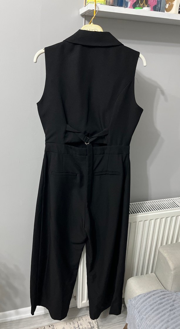 Kemerli Siyah Kadın Uzun Tulum - Görsel 3