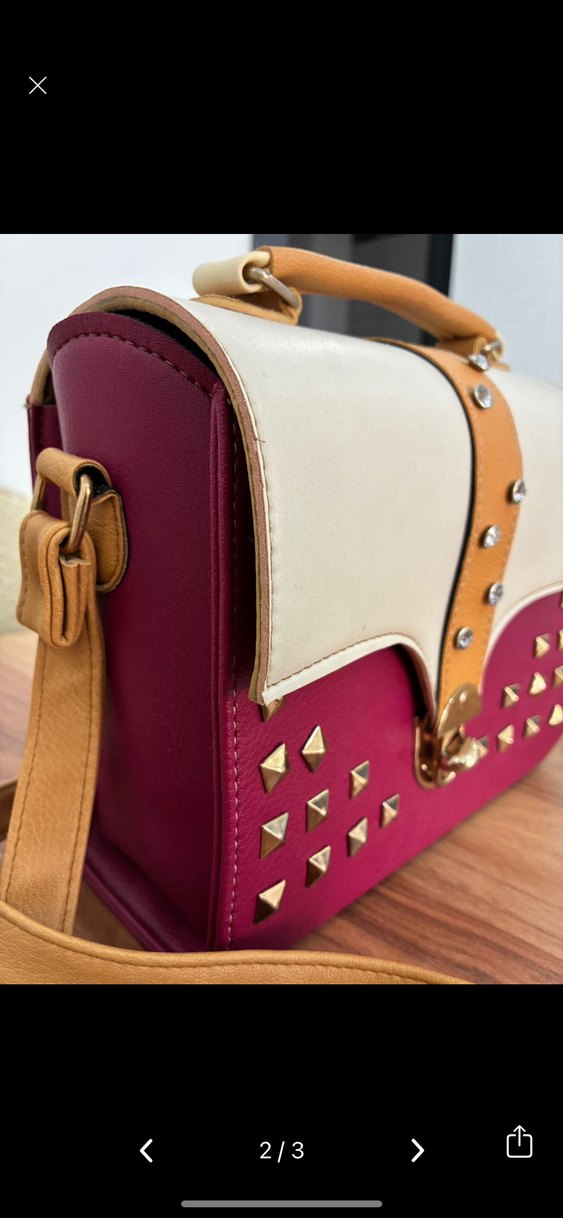 Pembe Vintage Deri Tokalı Kadın Çanta - Görsel 2