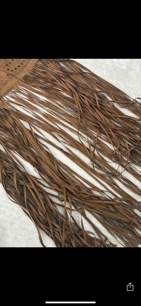 Kahverengi Nakışlı Uzun Süet Yelek - Görsel 2