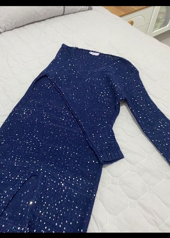 Lacivert Yırtmac Elbise - Görsel 2