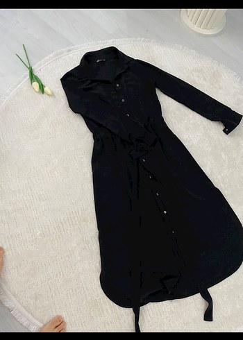 Siyah Beli Kuşaklı Uzun Kollu tunik - Görsel 2