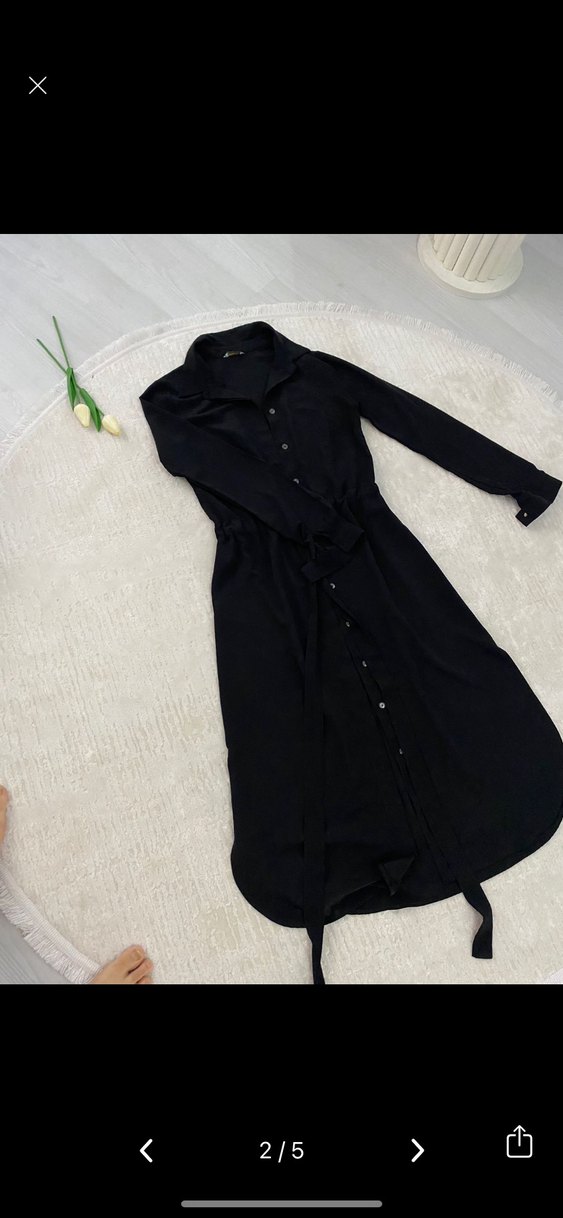 Siyah Beli Kuşaklı Uzun Kollu tunik - Görsel 2