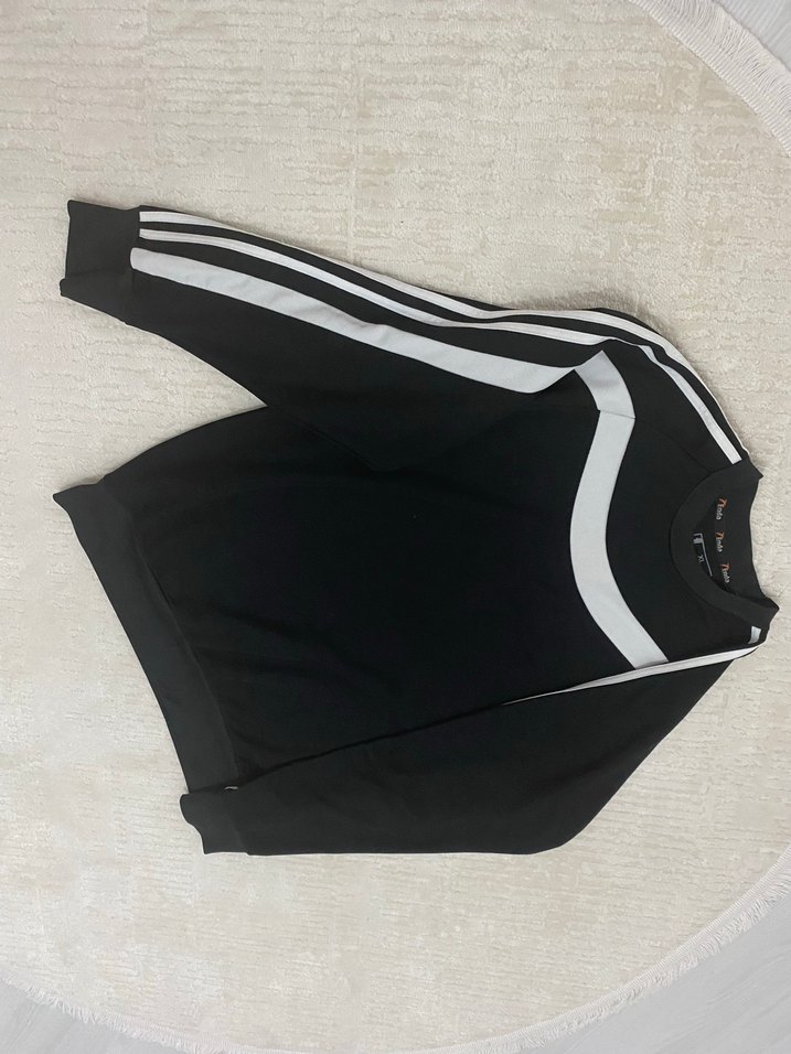 Siyah Çizgili Fermuarlı erkek Sweatshirt - Görsel 3