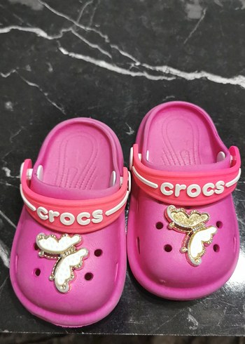 Kız Çocuk Pembe Crocs Terlik Velcro - Görsel 2