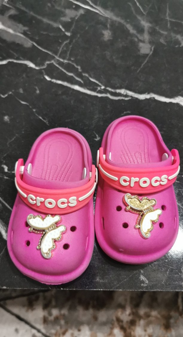 Kız Çocuk Pembe Crocs Terlik Velcro - Görsel 2