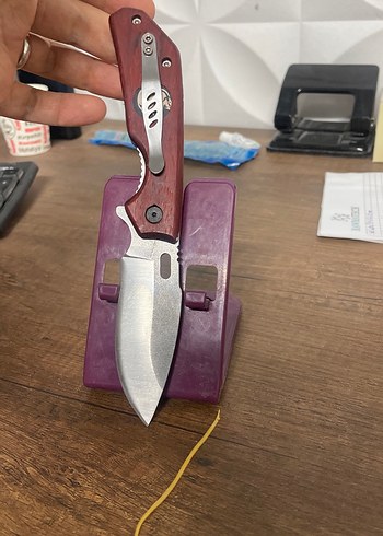 Bordo Ahşap Saplı Katlanabilir Bıçak - Görsel 2