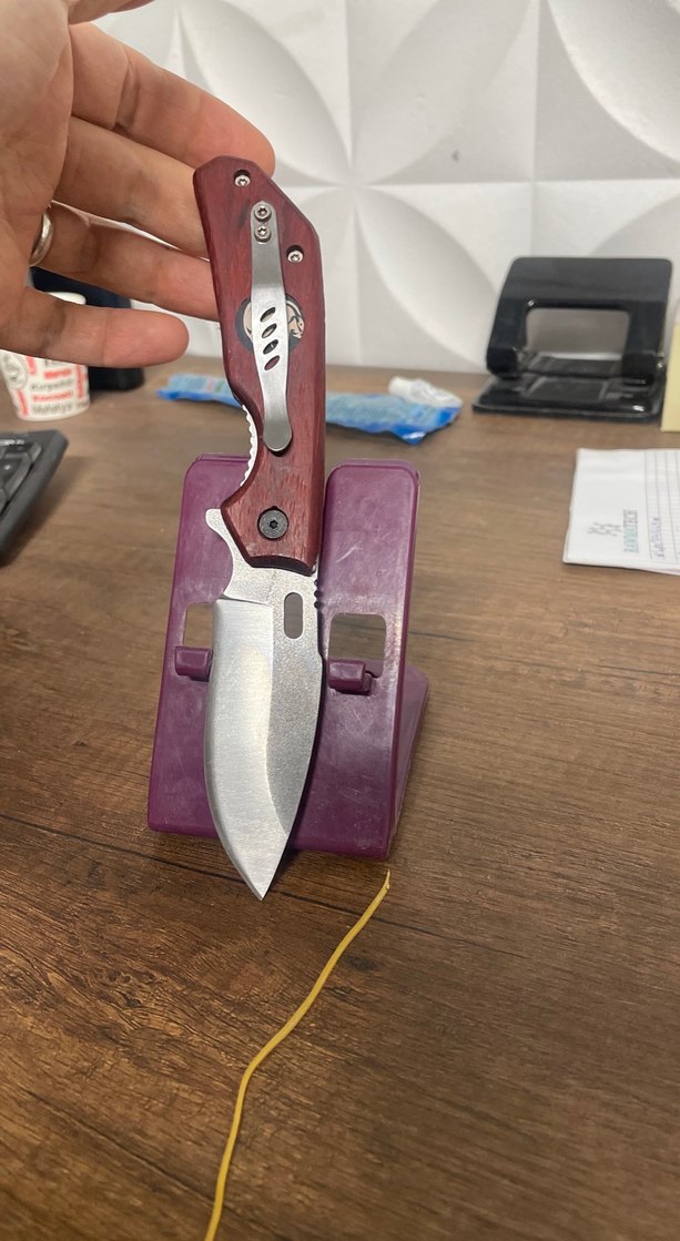 Bordo Ahşap Saplı Katlanabilir Bıçak - Görsel 2