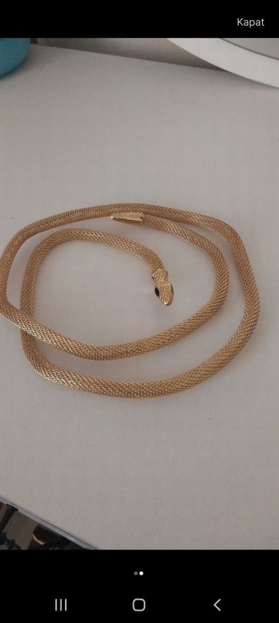 Yılan Desenli Kadın Vücut Zinciri Altın Renk - Görsel 2