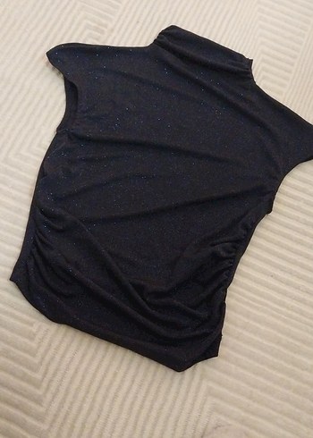 lacivert simli şık bluz kolsuz - Görsel 2